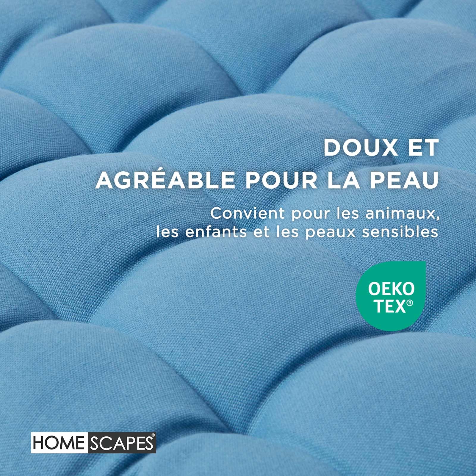 HOMESCAPES Coussin pour Banc de Jardin, Matelas de Sol, Coussin pour Banquette extérieure 3 Places, Coton - 143 x 48 x 5 cm - Bleu foncé
