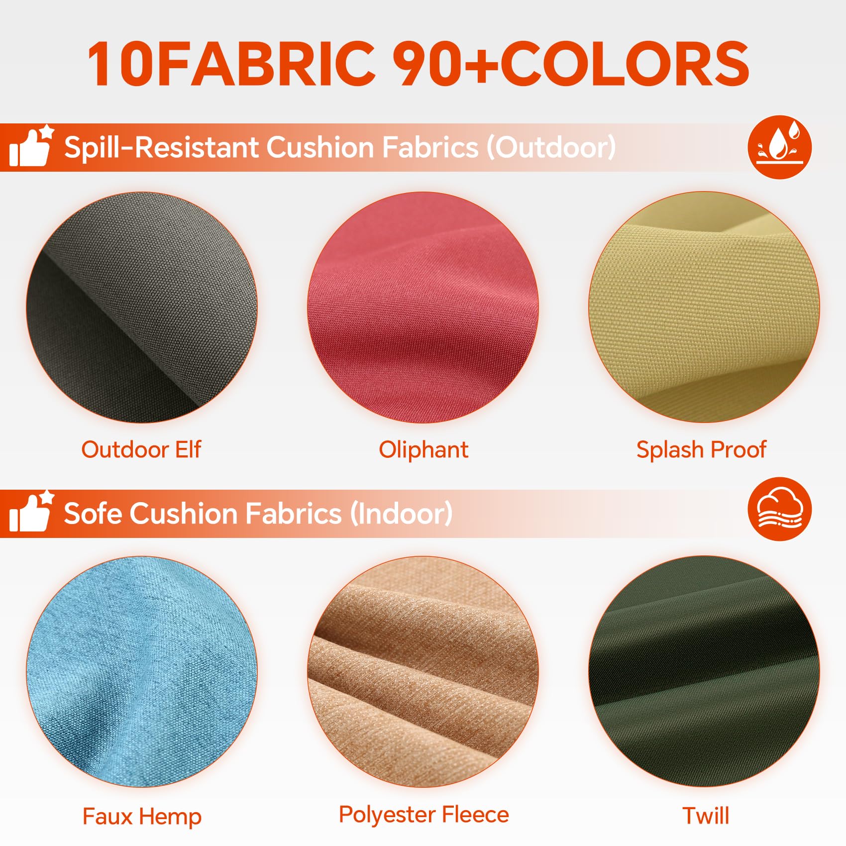 Focuprodu Custom Outdoor Bench Cushion. Patio Furniture Cushions with Non-Slip Design,for Indoor/Outdoor Furniture Bench Cushion.90+ Colors Available.(Custom Size)