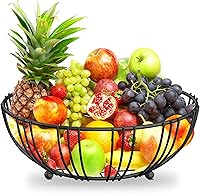 Riccle Countertop Wire Fruit Basket - Sturdy Modern Metal Holder for Fruits, Veggies, Bread - Kitchen Tabletop Display