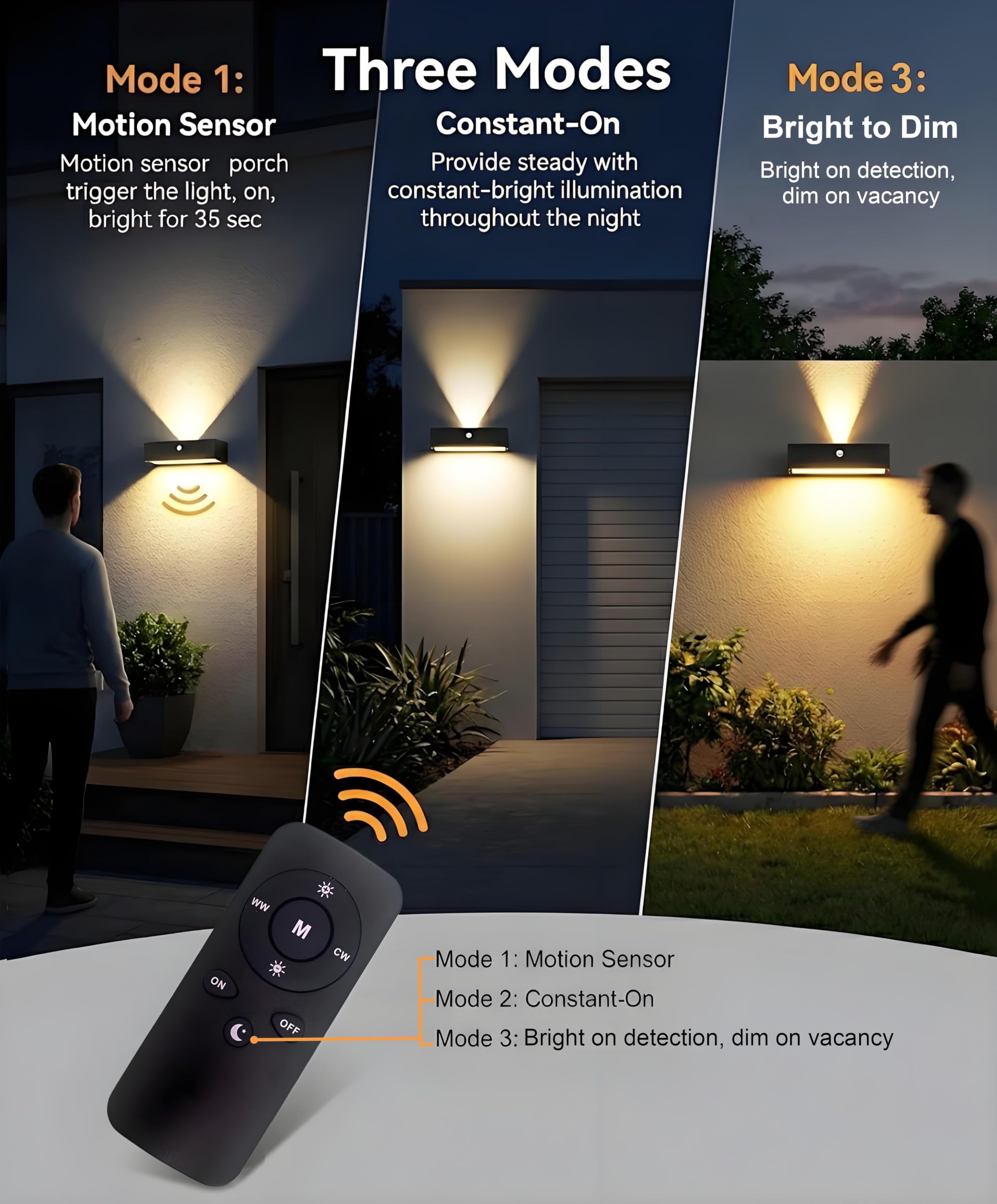 ACMHNC Zewnętrzna lampa solarna, zewnętrzna lampa słoneczna, 18 diod LED w górę i w dół zewnętrzna lampa solarna czujnik zmierzchu, bateria 4400 mAh, aluminium i szkło, ciepła biel