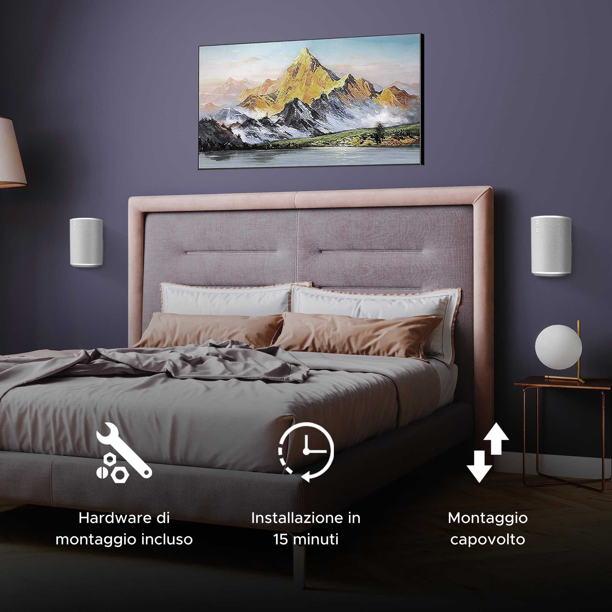 Sound bass Supporto da Parete ERA 100 – Profilo Basso, Bianco, Singolo (1 pz), Compatibile con Sonos ERA 100 & ERA 100 SL, Kit di Montaggio Incluso