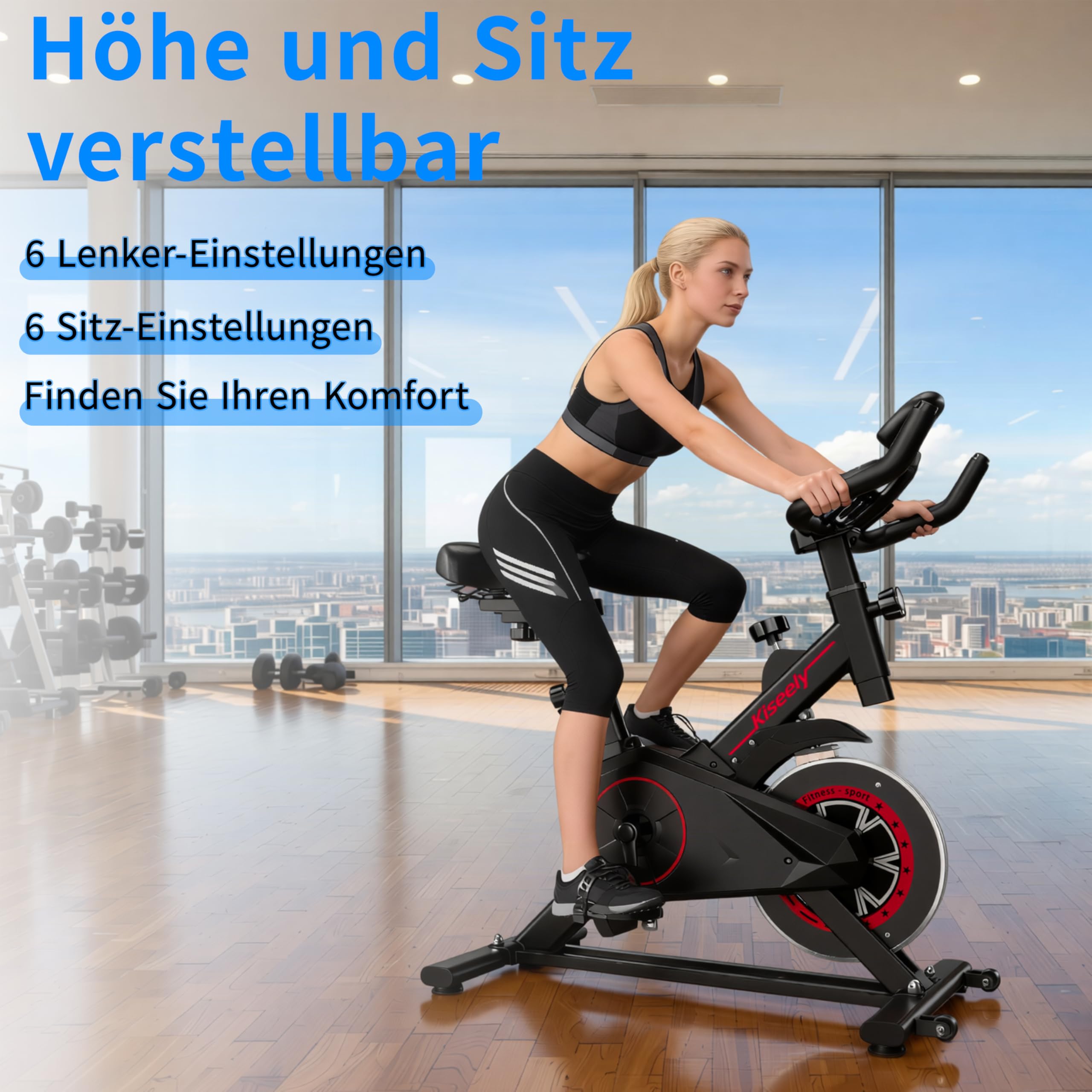 Heimtrainer Fahrrad, Leises Fitnessbike mit einstellbarem Magnetwiderstand, Indoor Cycling Bike mit LCD-Display, Ergonomischer Komfortsattel für Home Gym Indoor Cycling