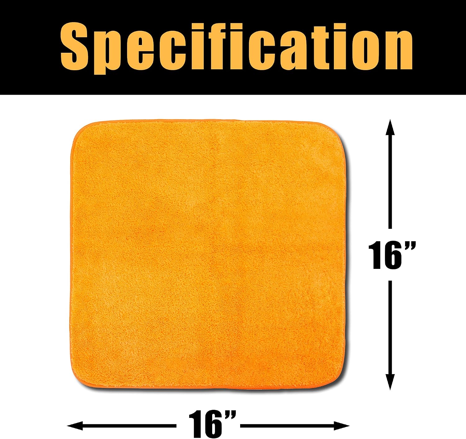 Torin 12 Pack 16 in. x 16 in. Plush Microfiber Towel 310 GSM Lint Free Highly Absorbent Multipurpose, Orange, ATRDSS8002B