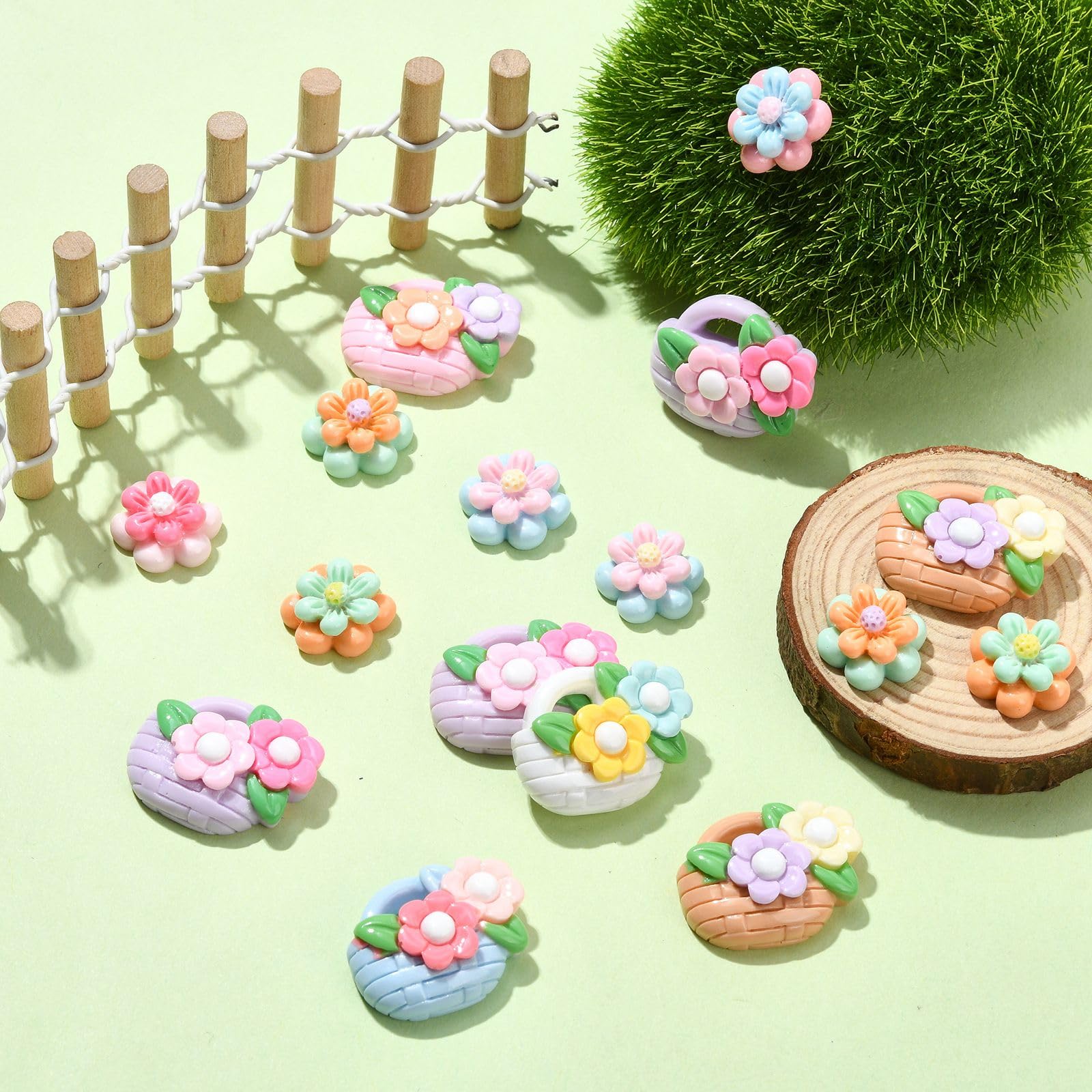 Ipotkitt 20 Pcs Colourful Resin Flower Cabochons Spring Flatback Charms Flower Shape Embellishment Plant Floral Leaf Charms for DIY Hair Rope Jewellery Making - Image 4