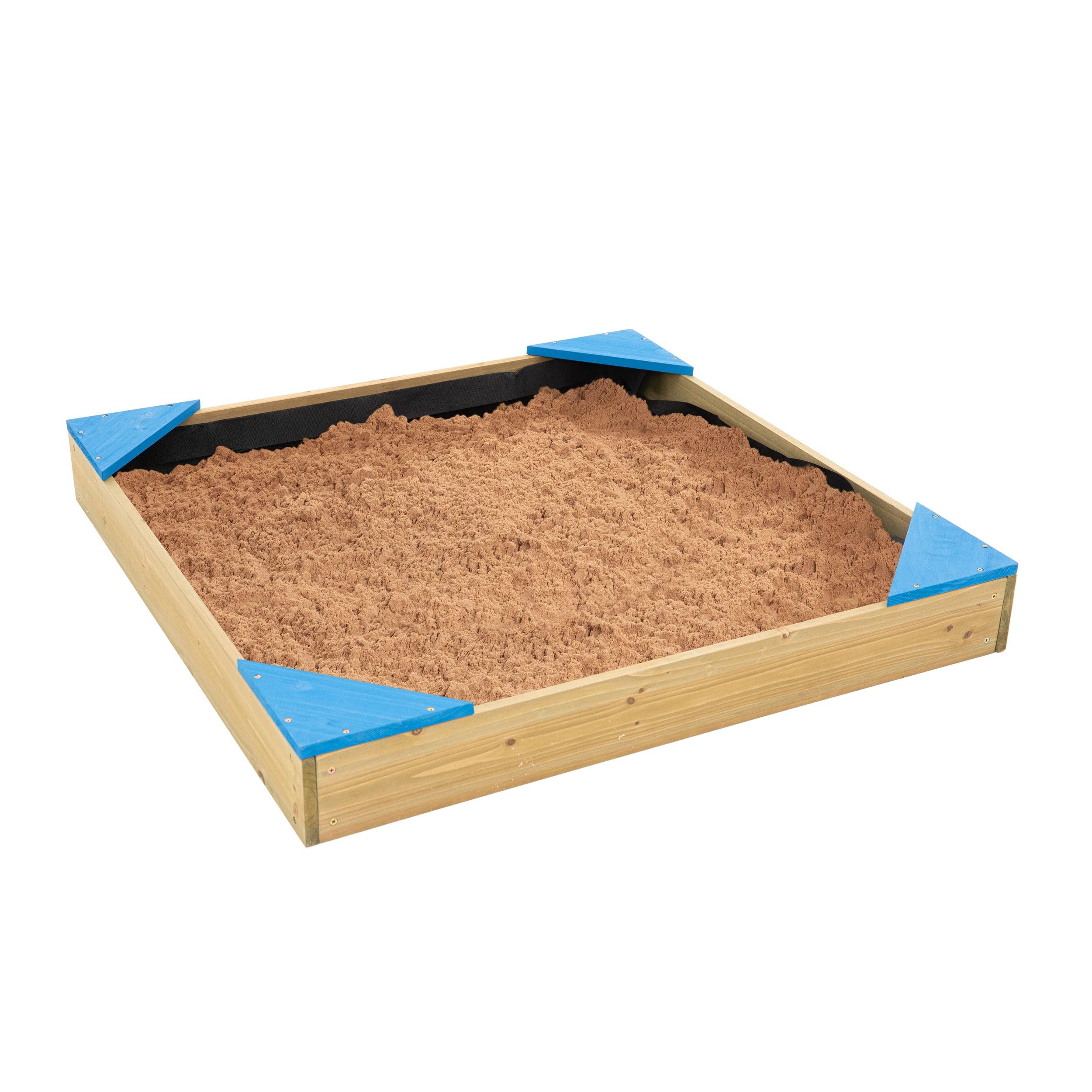 TP Toys Wooden Sand Pit with Lid and Lining, Sand Pit for Children from 2 Years