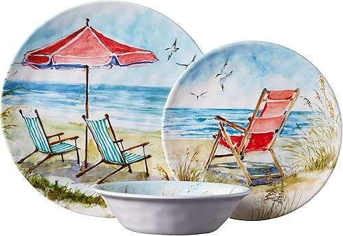 Miniatura 2 de Vajilla de melamina de 12 piezas con vista al mar, servicio para 4 personas