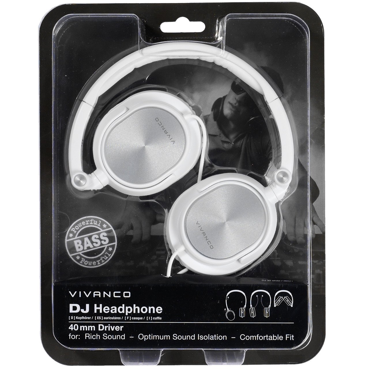 Vivanco DJ 20 Black Cuffie Stereo, pieghevole, 1,80 m lunghezza cavo