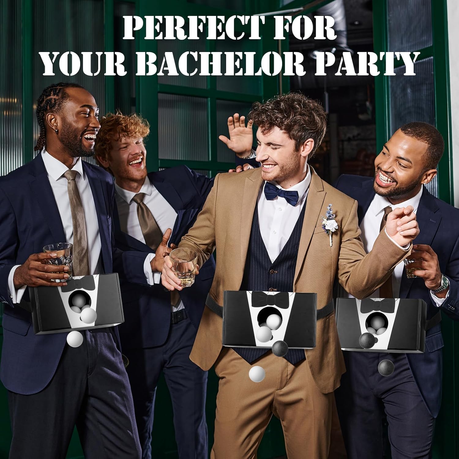 Yaomiao 4 Pack Bachelorette Party Game Shaking Swing Balls Set Wedding Bridal Shower Games Includes 4 Set Strap Shake Box and 80 Balls Funny for Party Favors Bachelorette