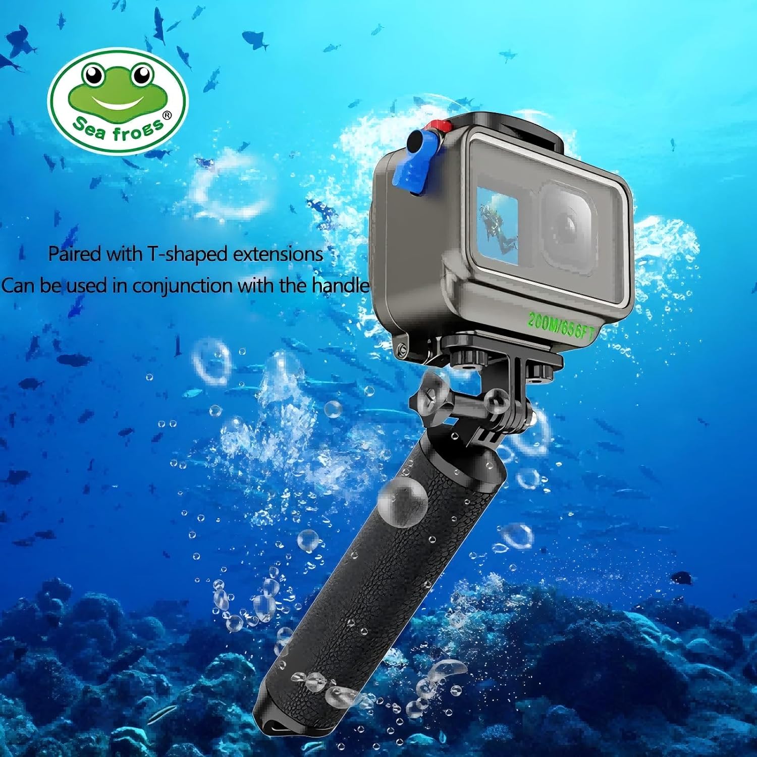 SeaFrogs Aluminum Alloy Waterproof Action Camera Housing for GoPro Hero 12/11/10/9, [200M/656FT] Underwater Camera Case for Video Recording of Scuba Diving, Surfing, Rowing, Skiing, Snorkeling