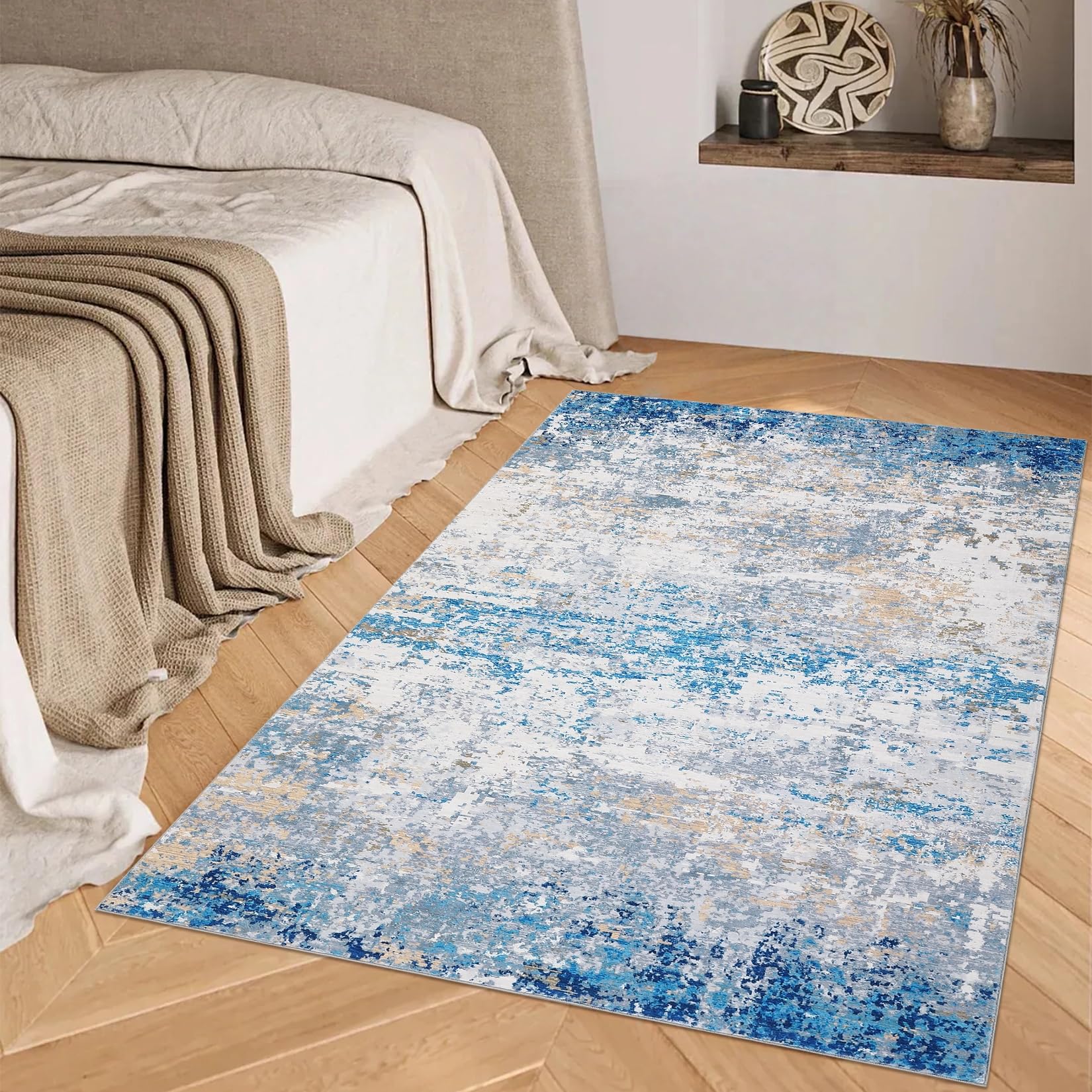 CAROMIO Modern Abstract Rug 80 x 150cm for Entryway Machine Washable Door Mat, Low Pile Foldable Carpet