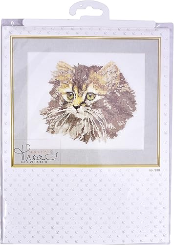 Miniatura 5 de Thea Gouverneur - Kit de punto de cruz, diseño de gato de pelo largo, Aida, 12 unidades, para adultos, 930A