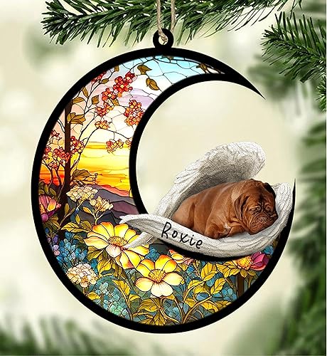 Miniatura 452 de Chow Chow Dog Memorial Suncatcher, adorno de Navidad Chow Chow con nombre, atrapador de pérdida de mascotas, regalos para los amantes de los perros