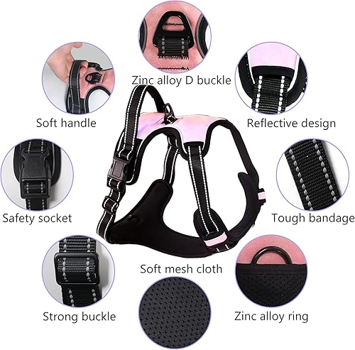 Miniatura 3 de Arnés para perros medianos, grandes y pequeños, sin tirones, fácil de poner, chaleco de seguridad de cuero ligero para perro, clip frontal, arnés