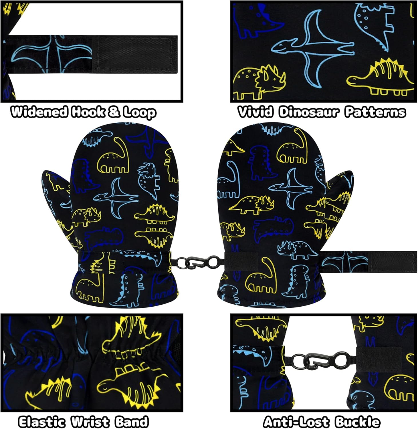 Olreco Baby Toddler Mittens Waterproof Toddler Snow Gloves Infant Baby Mittens Winter Kids Ski Gloves for Boys Girls - Image 5