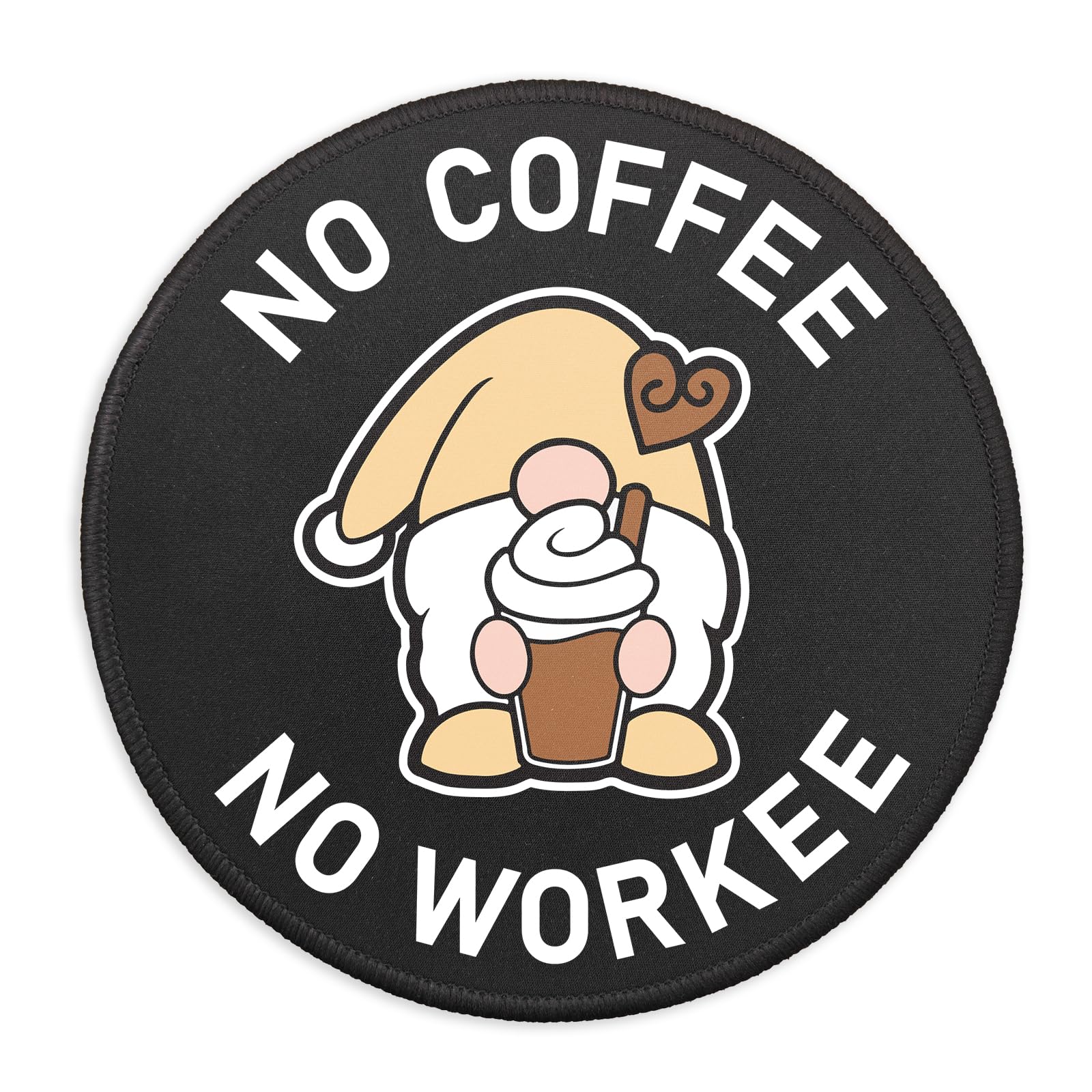 YAZMEEN Funny Gnome Mouse Pad, Cute Round Mousepad with Non-Slip Rubber Base, No Coffee No Workee Mouse Mat for Laptop Gaming Office Supplies,