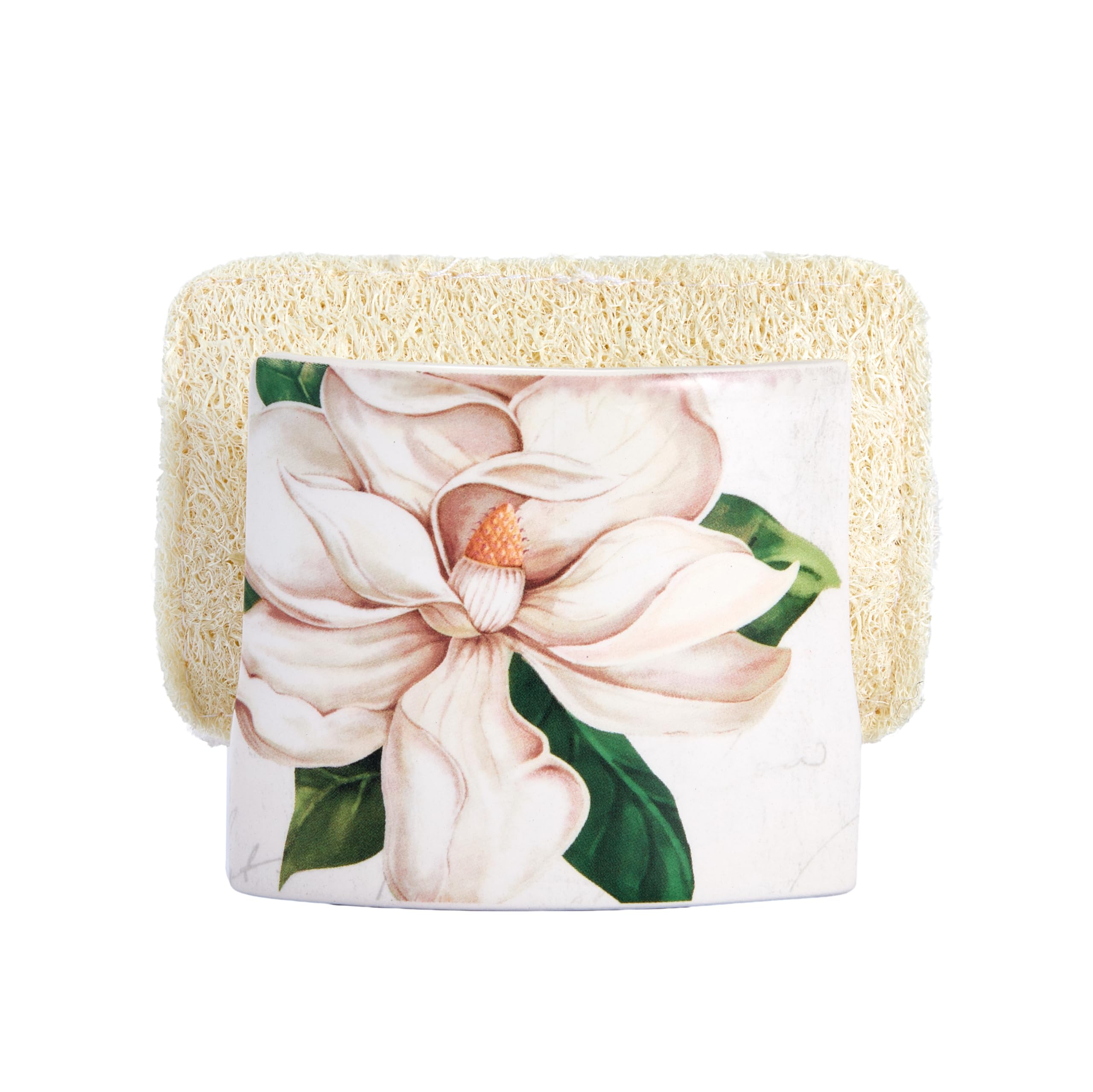 Magnolia Floral Sponge Holder - Ceramic Sink Organizer -3 Magnolia Floral Sponge Holder - Ceramic Sink Organizer -3