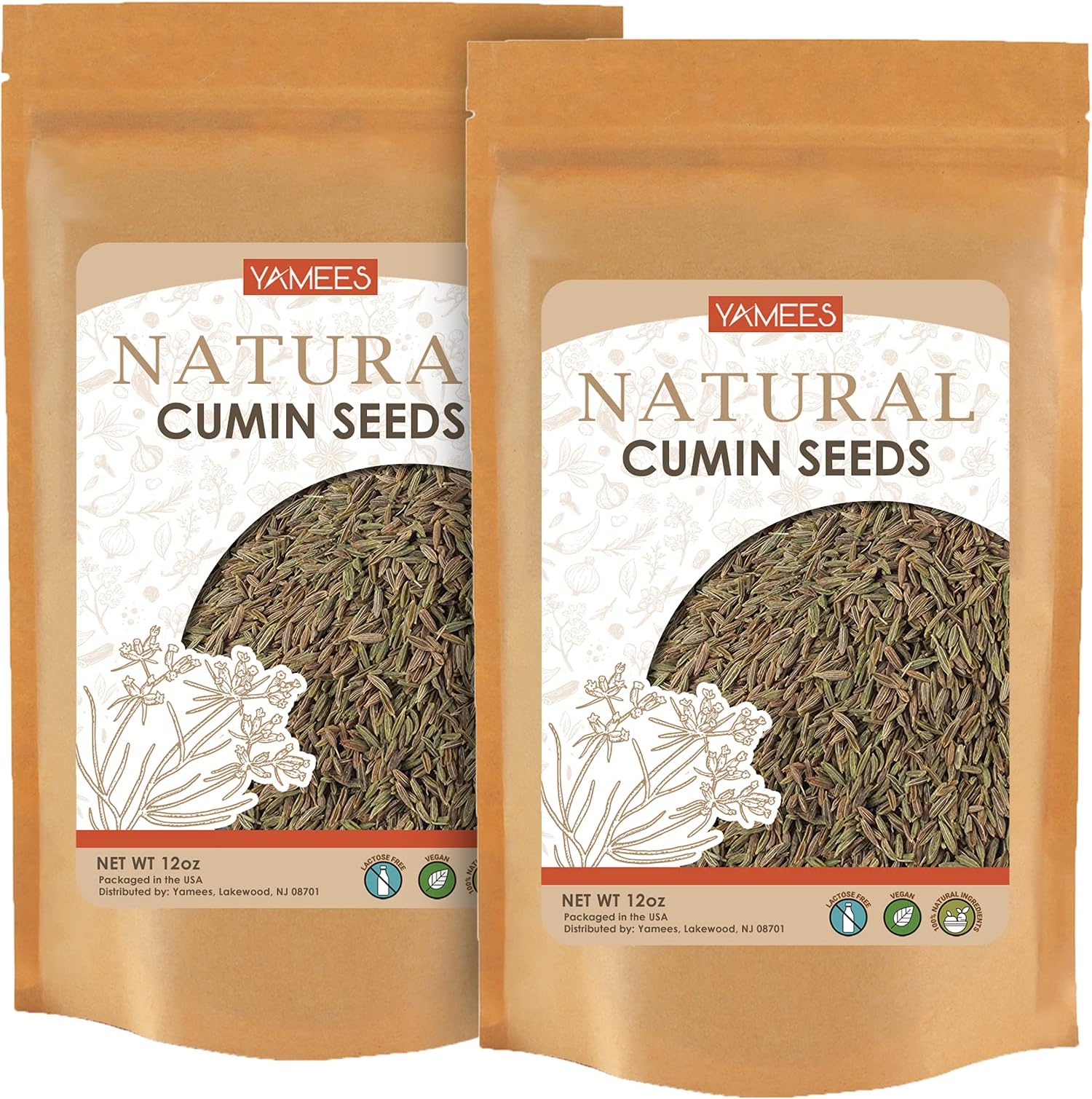 Yamees Cumin Seeds - 24 Oz (12 Oz Each) – Cumin Seeds Whole – Cumin Seed – Whole Cumin – Bulk Spices