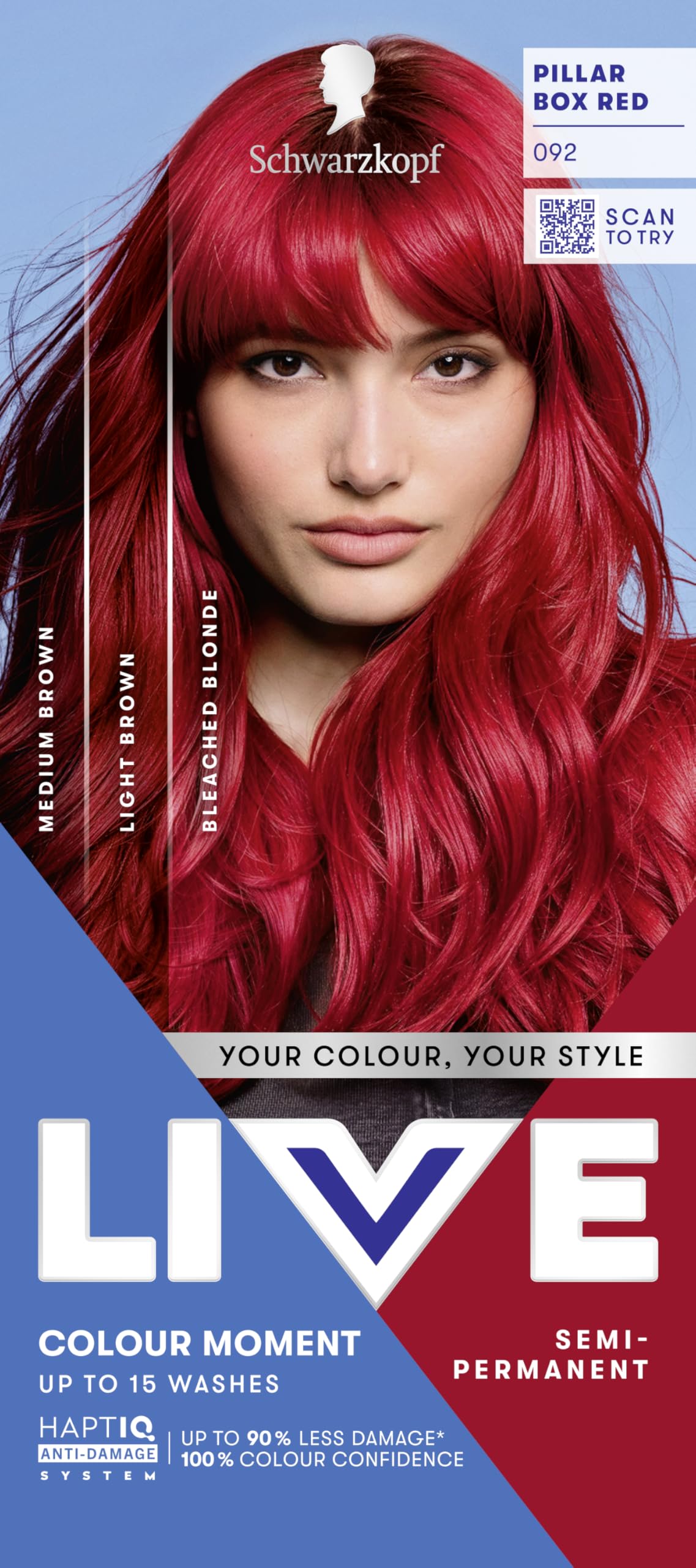 Schwarzkopf LIVE Colour Moment Hair Dye, 092 Pillar Box Red