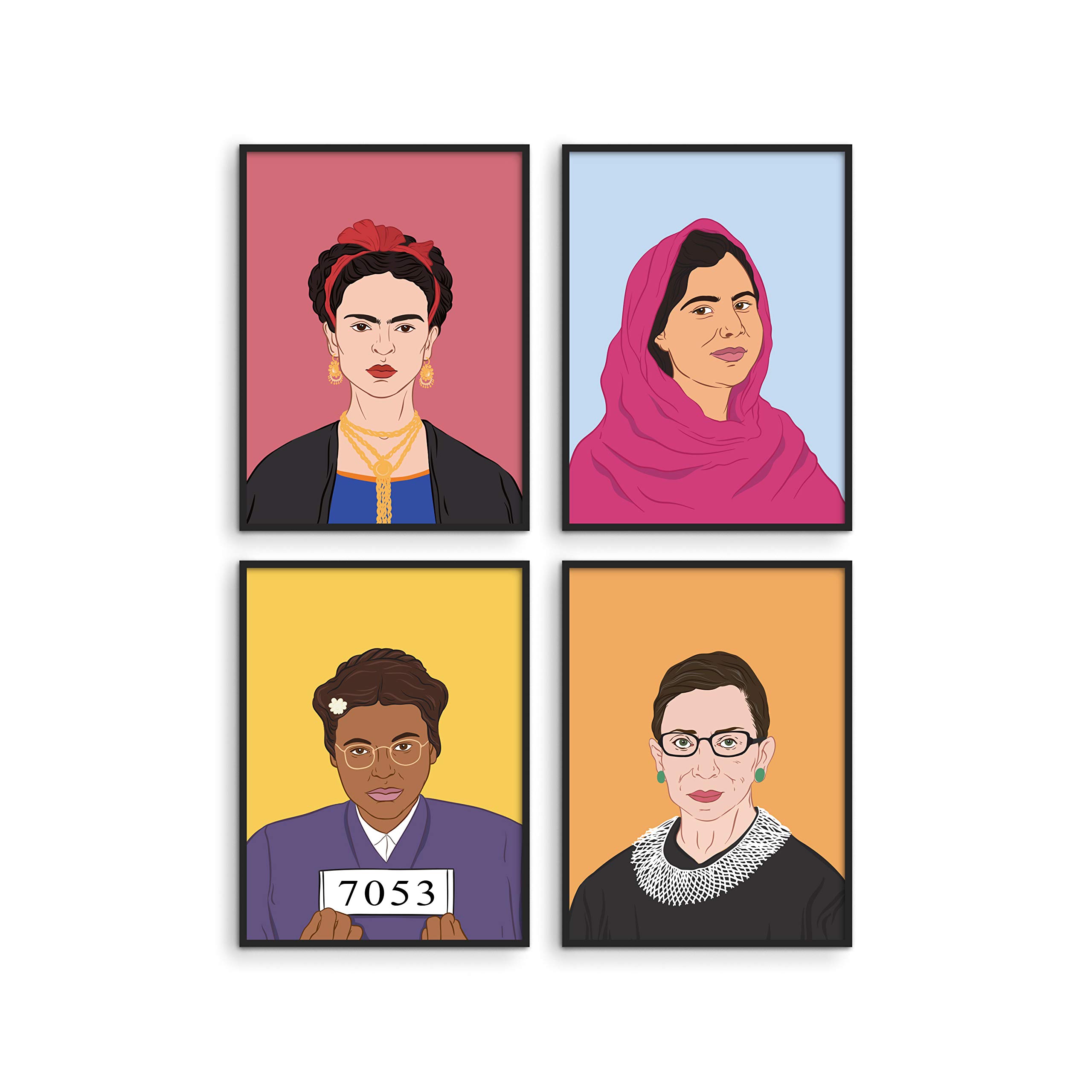 HAUS AND HUESInspirational Feminist Poster Set of 4 - | Inspirational Wall Art Posters for Teen Girls Room | Wall Art Prints & Decor for Women | Womens History Month Poster | UNFRAMED (8x10)