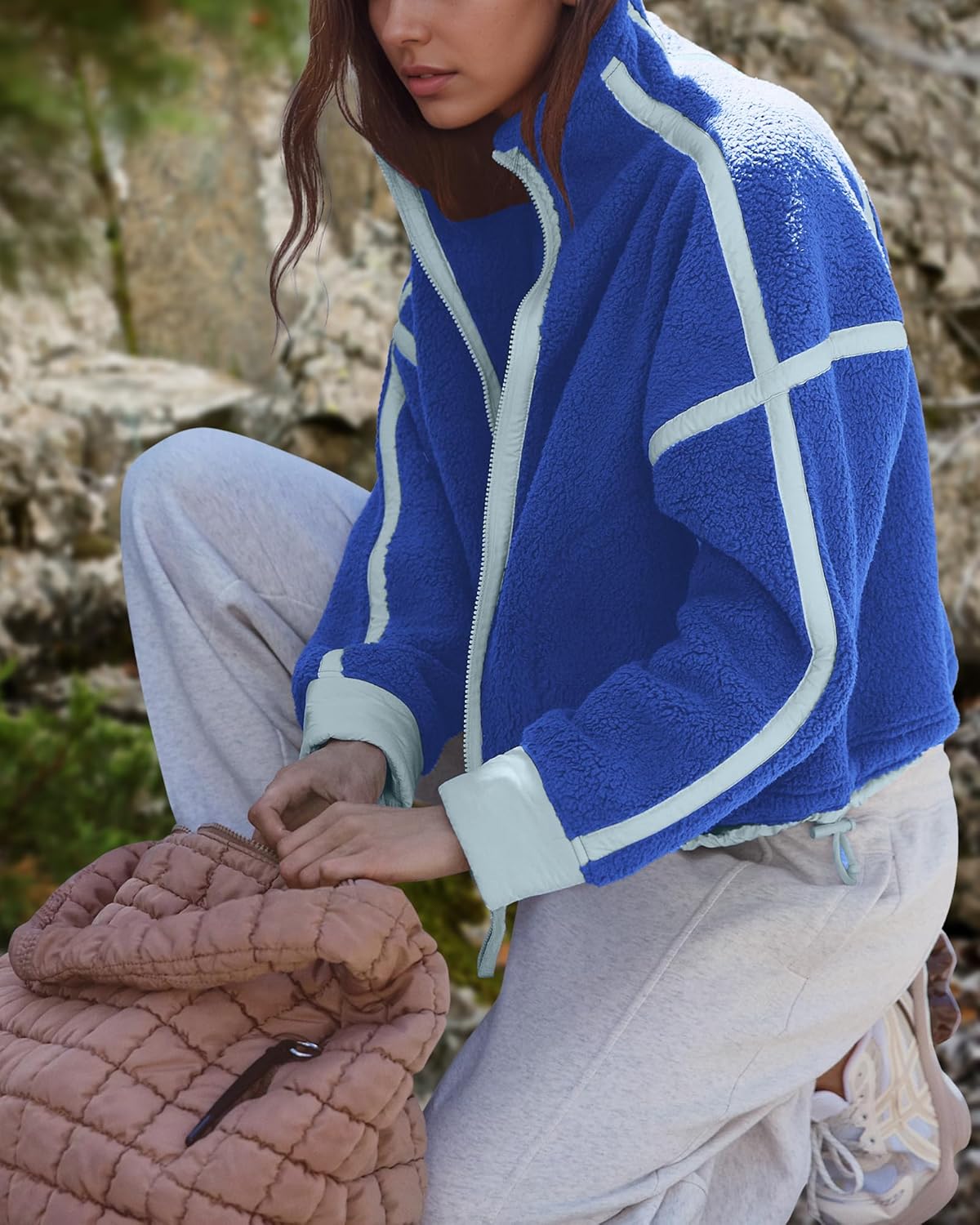 Gacaky Womens Fuzzy Fleece Jacket Winter Casual Full Zip Warm Jackets Fashion Shacket Coats Outwear With Pockets - Image 3