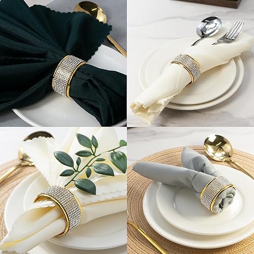 Miniatura 6 de Juego de 12 servilleteros de diamantes  Servilleteros plateados con diamantes de imitación para decoración de mesa de boda, banquete, despedida de