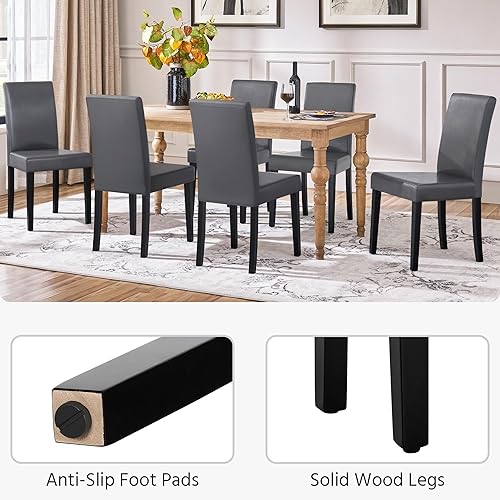 Miniatura 16 de Yaheetech Parson - Juego de 4 sillas de comedor tapizadas de tela con asiento acolchado y patas de madera maciza para comedor/restaurante, diseño
