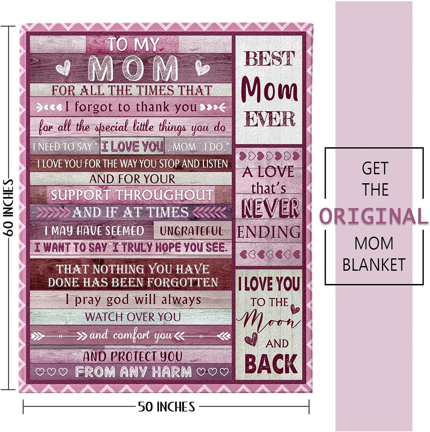 Gifts for Mom, Cool for Mom from Daughters Son, Best Mother Ever Gifts for Christmas/Valentine's Day/Birthday Throw Blankets 60X50 Inch