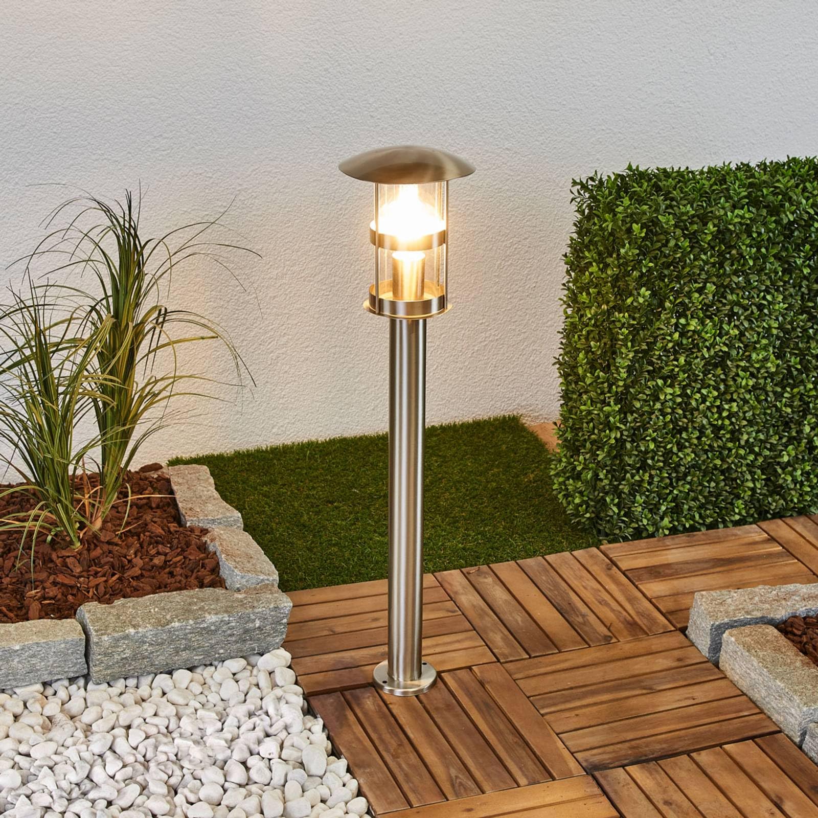 Lindby lampada da esterni dimmerabile (Moderno) colore Grigio, in Acciaio Inox Lampioncino paletto luminoso viale lampioncino