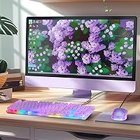 Vista 7 de CHONCHOW Combo de teclado y mouse RGB para juegos, teclado transparente con cable USB, retroiluminación LED arco iris, juego de teclado transparente