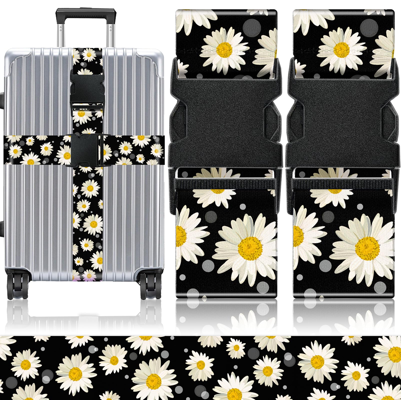 Slohif Luggage Straps for Suitcases Travel Belt Accessories Luggage Connector Identifiers 2 Pack Over Handle with Buckle Unique Nylon Adjustable Strap