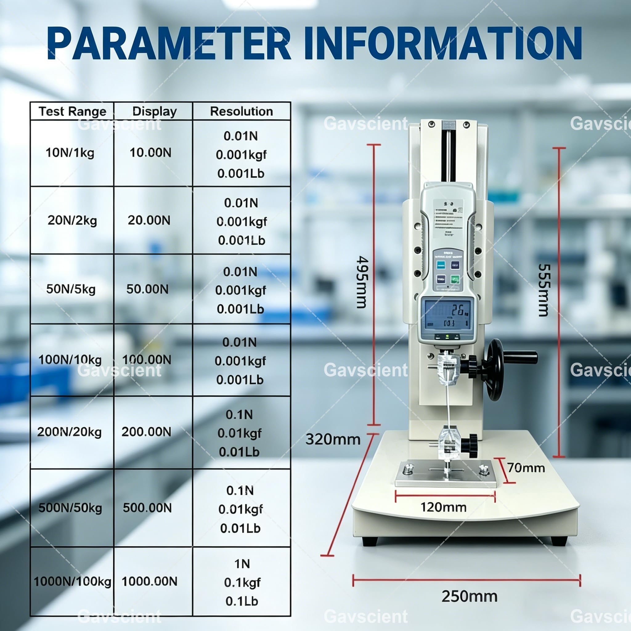 Máquina de prueba de tracción de escritorio, probador digital de fuerza de tracción, medidor de fuerza digital portátil, con sondas, abrazadera de prueba, para pruebas de compresión y tensión