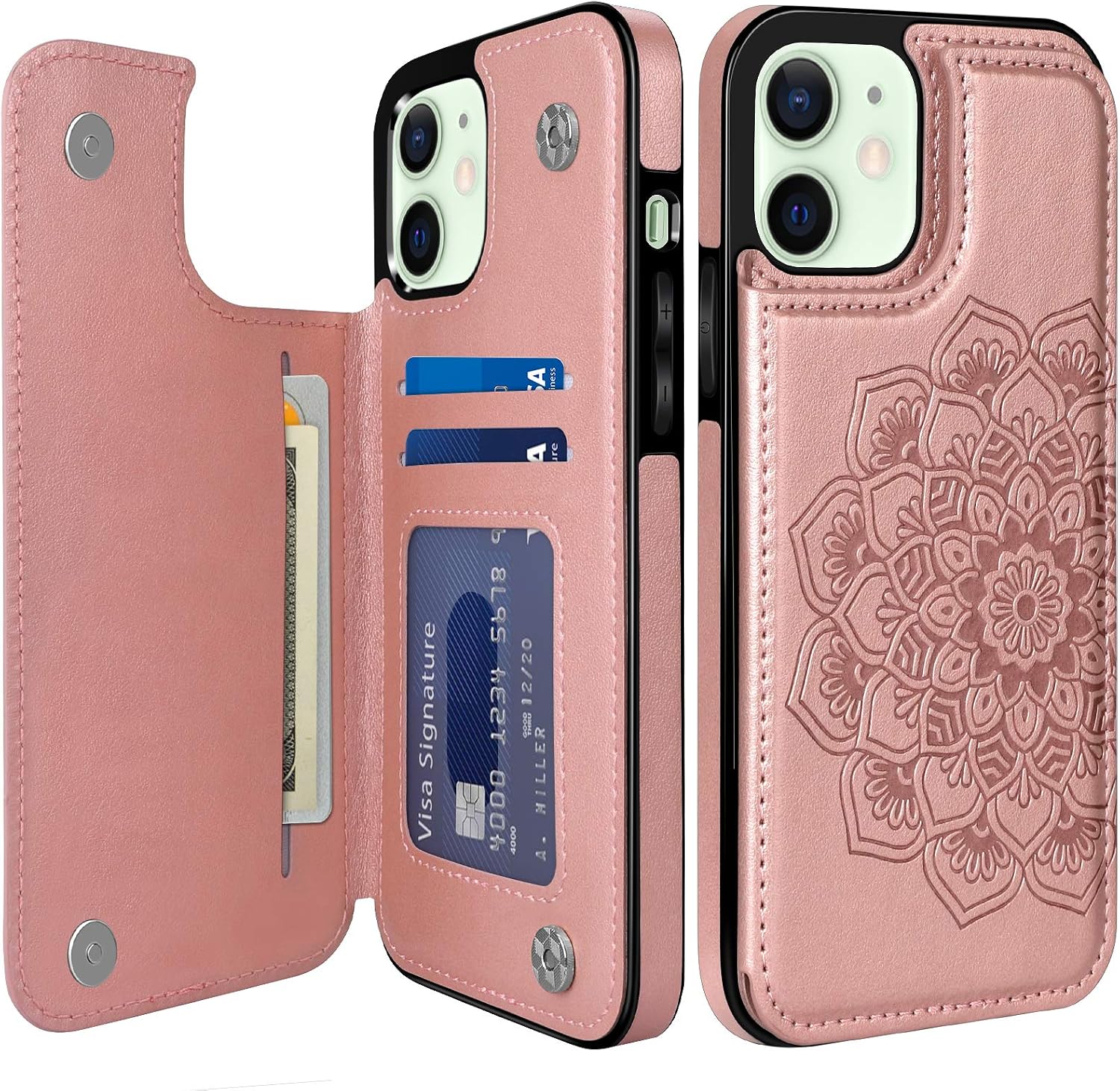 COOYA Compatible with iPhone 12 Case/iPhone 12 Pro Case Wallet with Card Holder PU Leather Case for Women Protective Back Magnetic Closure Flip Phone Case Compatible with iPhone 12/12 Pro 6.1 Inch