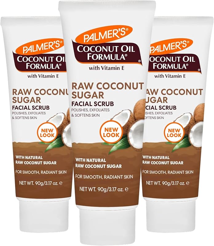 Coconut Sugar Facial Scrub Exfoliator (3.17 Oz - Pack of 3) | 3.17 oz Face Scrub to Gently Exfoliate Away Dirt and Dead Skin Cells with Chamomile to Soften & Calm for Smooth, Radiant Skin