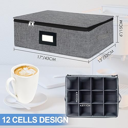 Miniatura 3 de homyfort Caja de almacenamiento de café con divisores  Contenedores apilables de vidrio de China de almacenamiento de carcasa dura con tapa,