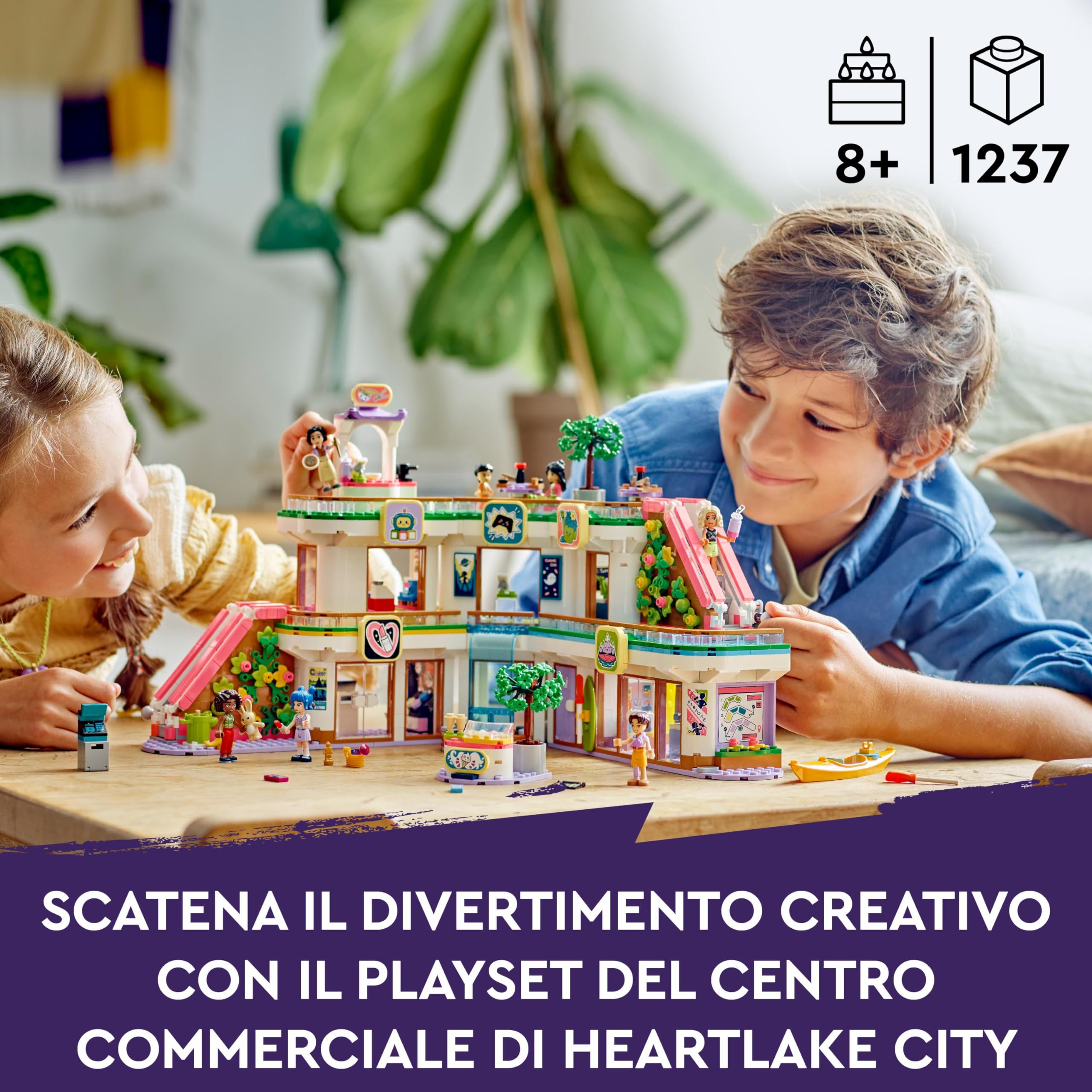 LEGO Friends Centro Commerciale di Heartlake City, Giochi per Bambine e Bambini da 8 Anni in su per lo Sviluppo delle Abilità Sociali, Set con 7 Mini Bamboline e Negozi da Costruire, Idea Regalo 42604
