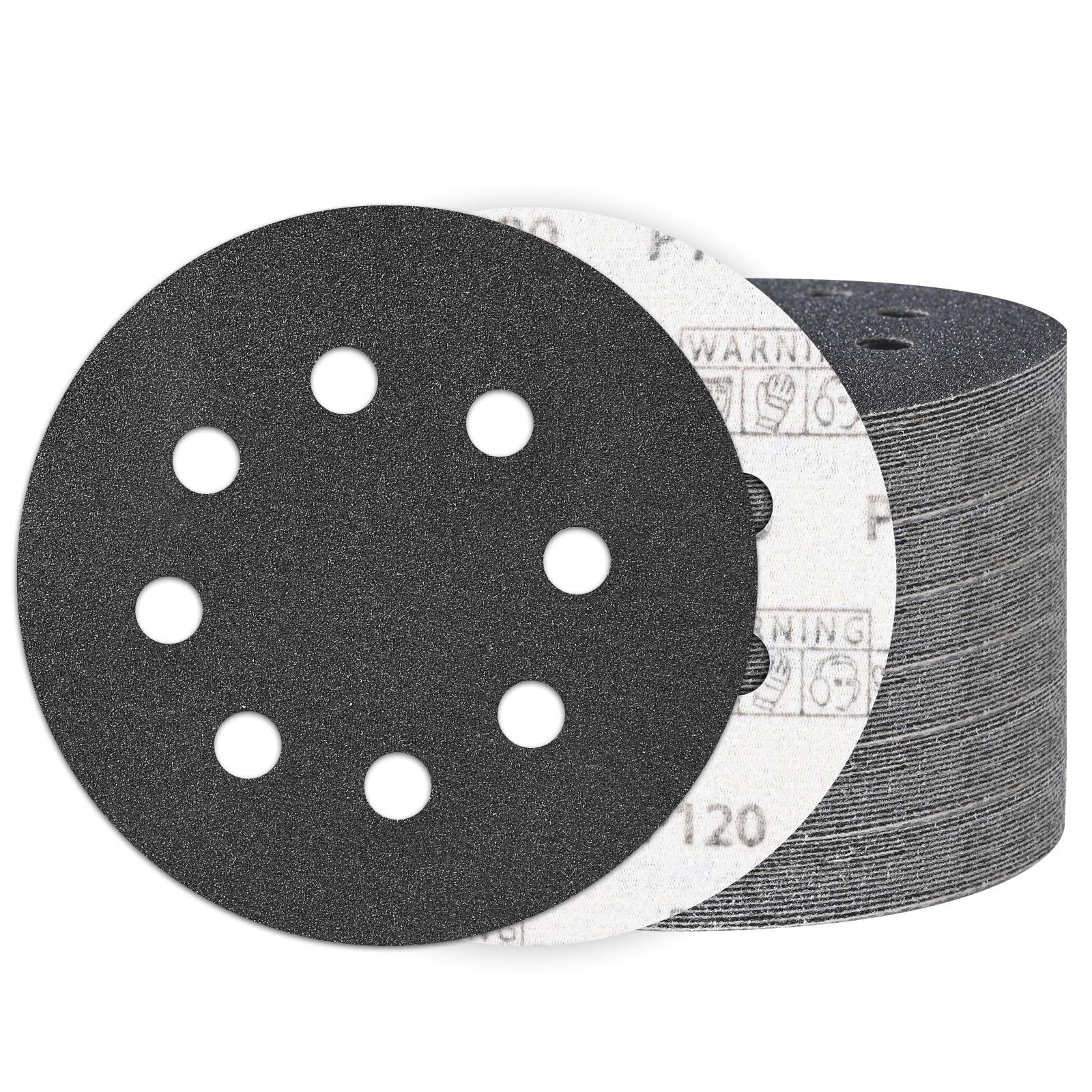 100PCS 125MM Sanding Discs 120 Grit, Wet Dry Hook and Loop Sandpaper — image 1