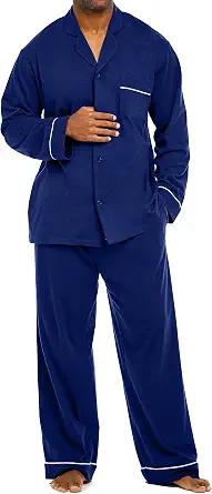 Alexander Del Rossa Men's Long Sleeve Button Up Knit Pajamas