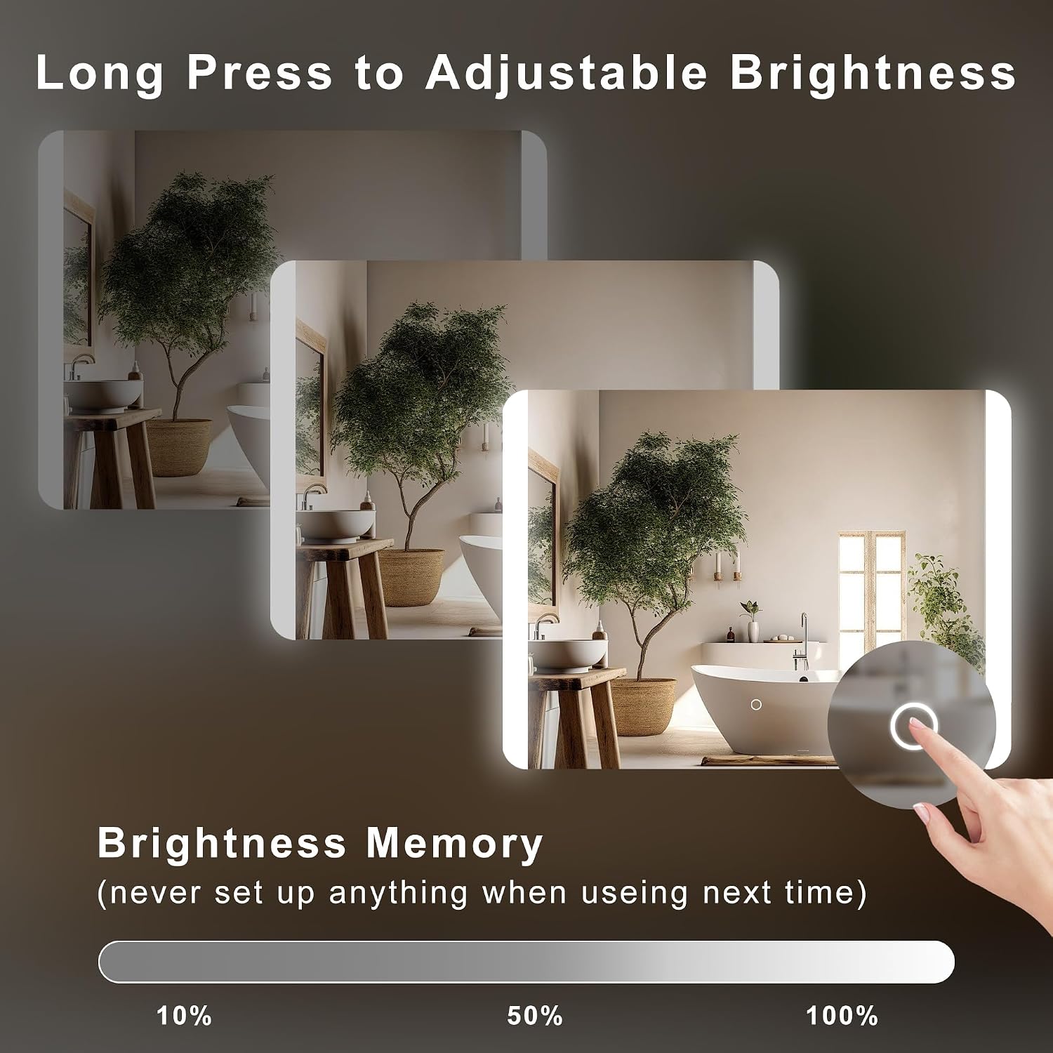 60''x36'' Backlit Led Mirror for Bathroom Rectangular Frameless Vanity Mirror with Light Rounded Corners, Shatter Proof, Dimmable, Smart Mirror 3-Color Lights,Tempered Glass