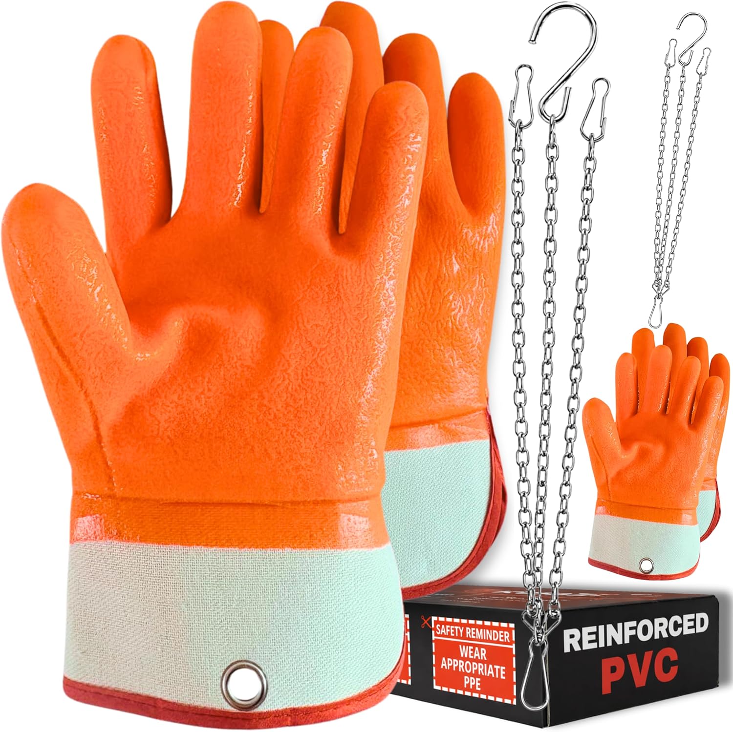 Propane Cylinder Handling Gloves Certified with Chain Double Dipped PVC Strong Grip Forklift General Handling