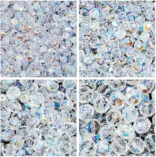Juego de cuentas de cristal checo pulido al fuego en color cristal AB para la fabricación de joyas y manualidades - diferentes tamaños 0.118 in,