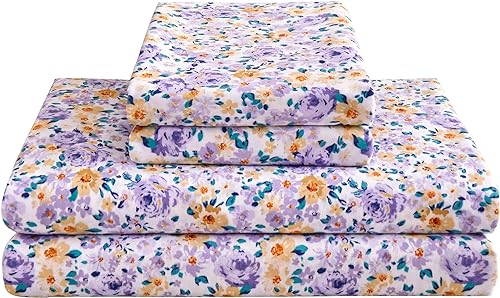 Mooreeke Sábanas florales de tamaño king, con fundas de almohada, con estampado, de suave microfibra, bajera con esquinas tipo bolsillos profundos,