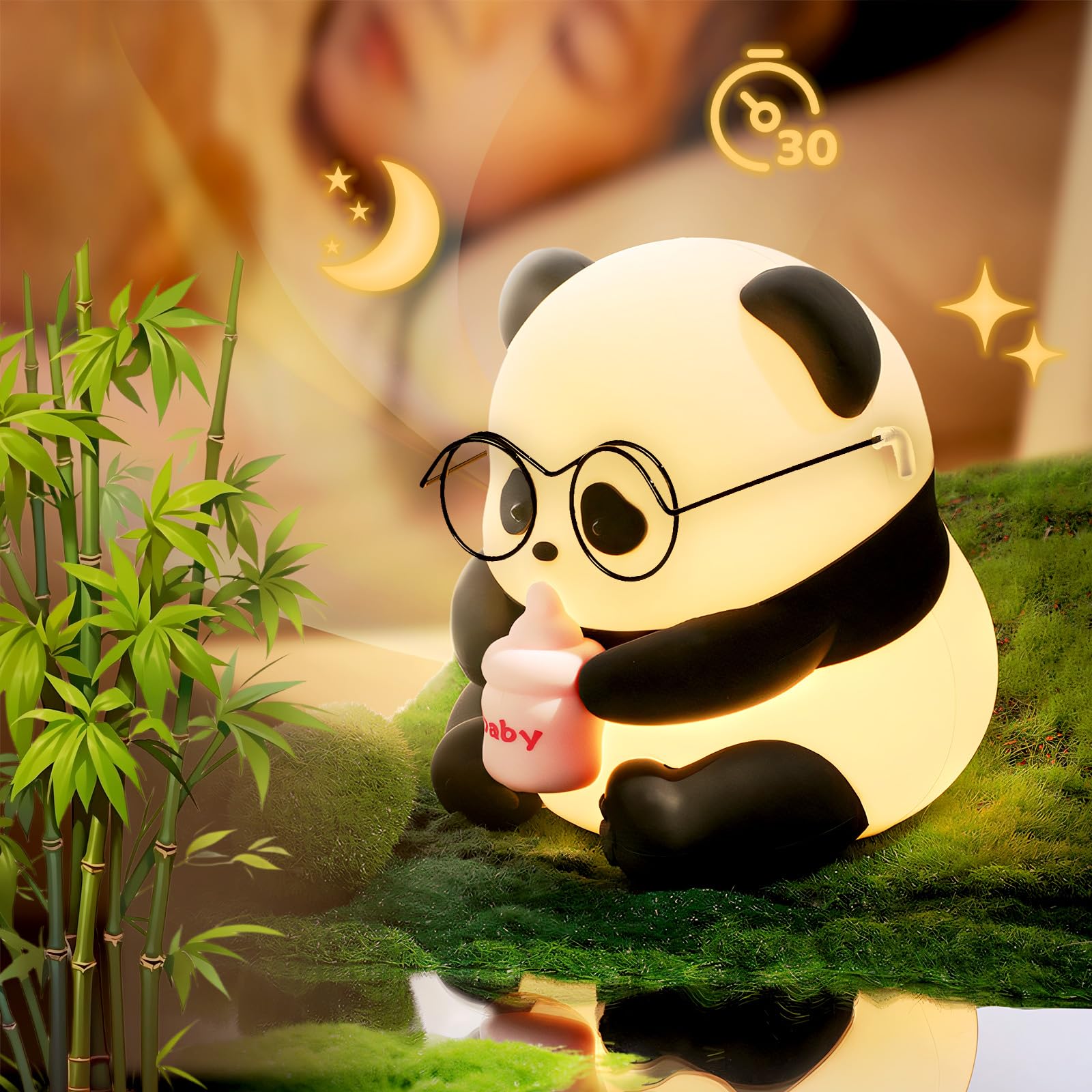 Cymwer Luce Notturna LED Panda Silicone for Alimenti Simpatico Panda Luce Notturna for Bambini USB Ricaricabile Simpatico Panda Touch Light Luminosità Regolabile 3 Livelli Dimmerabile for Ba