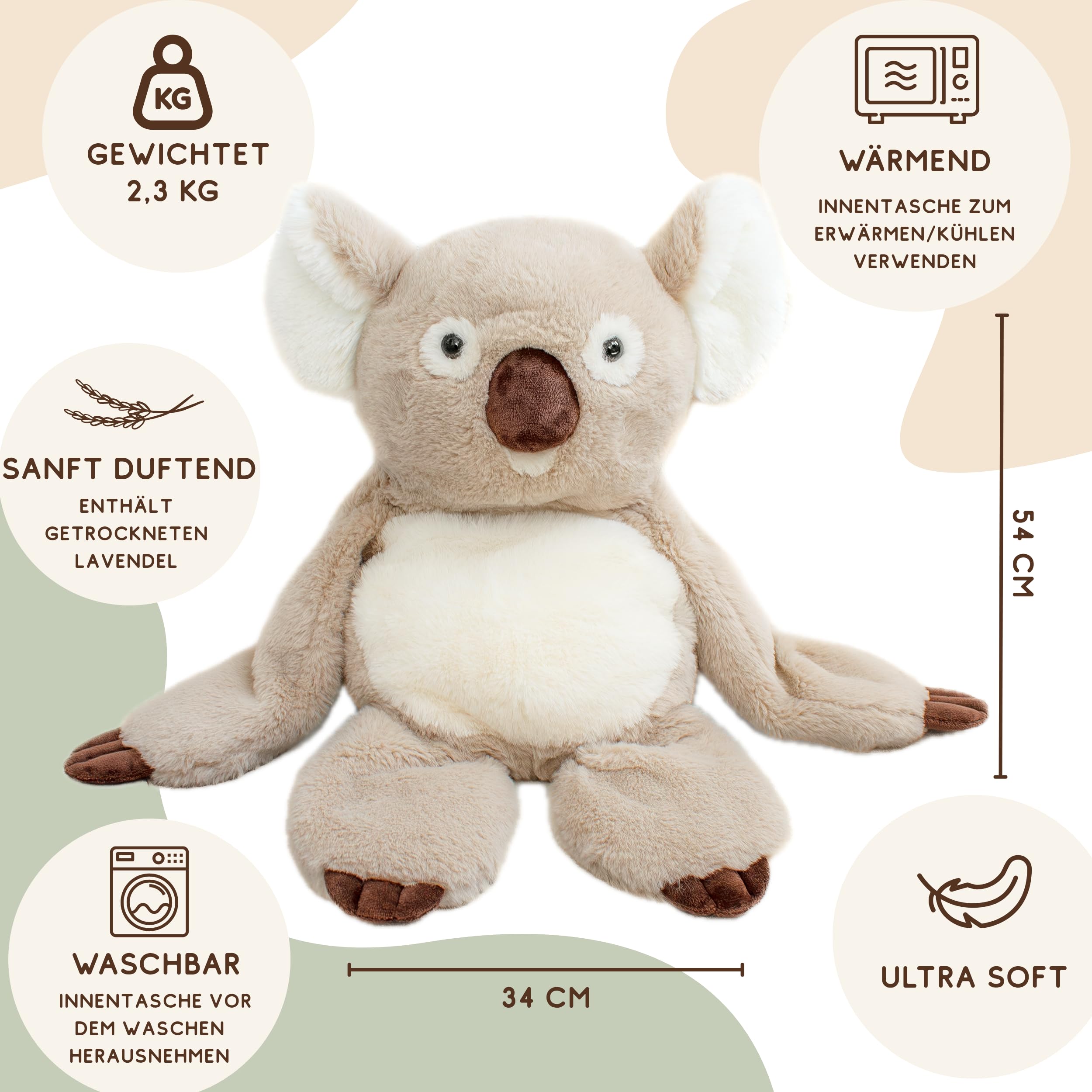DRACA Weighted Stuffed Animal przytulanka ciężarowa 2,3 kg | Zwierzęta ciężarowe dla dzieci Anxiety Toy Weighted Plush | waga przytulanka | przytulanka dla dorosłych i dzieci | koala przytulanka