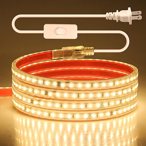 Miniatura 9 de Aclorol Tira de luces LED para exteriores de 16.4 ft, impermeable, 110 V-130 V, cuerda de luces LED flexibles para exteriores, color blanco frío,