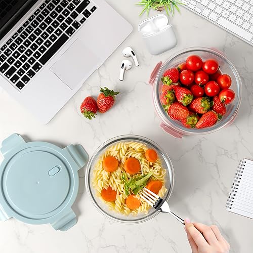 Miniatura 5 de Contenedores de vidrio de 30 onzas con tapas, herméticos de 3.75 tazas, recipientes de vidrio sin BPA resistentes al calor para sobras de sopa,