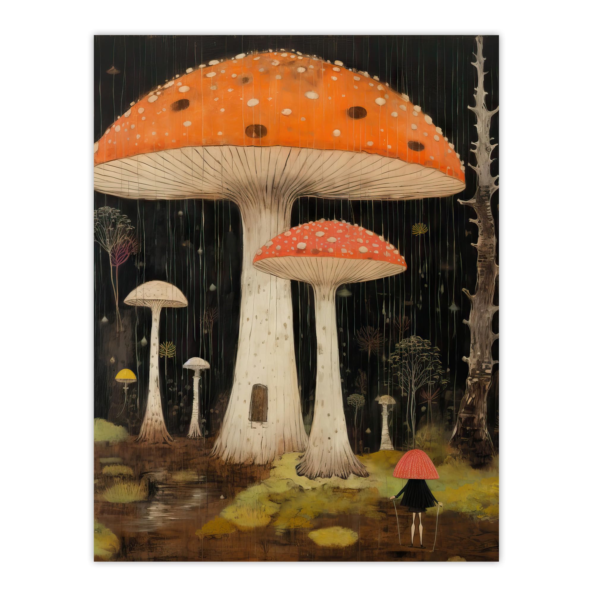 Artery8 Beneath The Mushroom Canopy Artwork A Whimsical Scene In A Fairy Forest Extra Large XL Wall Art Poster Print