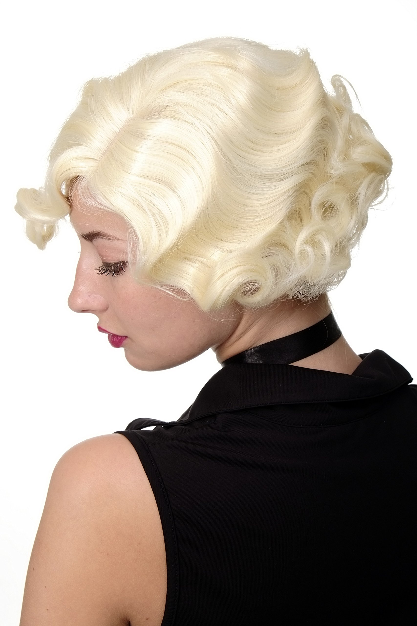 WIG ME UP- GFW1726-35 Peluca Mujer Los Años 20 Swing Jazz Charlestón Chicago Raya En Medio Ondas Pelo Ondulado Color Castaño Rojizo