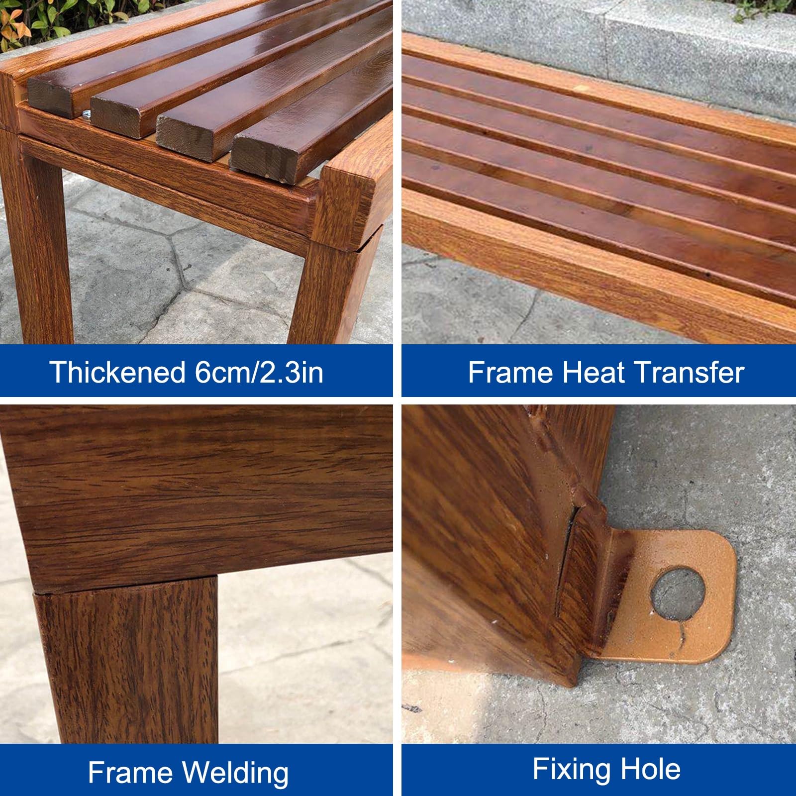 Gartenbank aus Holz, Sitzbank Outdoor Wetterfest, Balkonbank für 1-4 Personen, Geeignet für Hof Eingangsbereich Oder Balkon(White,100cm)