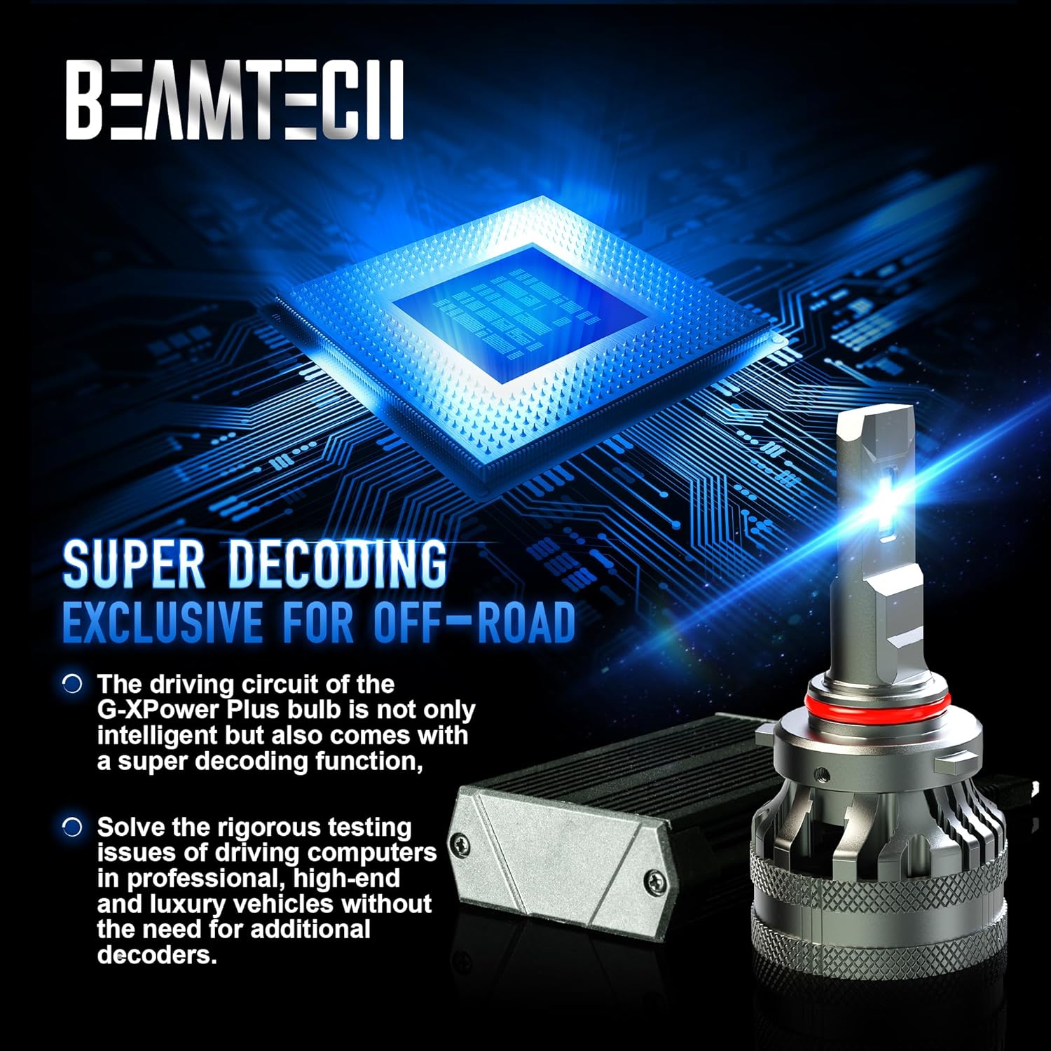 BEAMTECH 900-5 Bulbs, HB-3 G-XP Chips Canbus Ready Fog Light 600% Brighter, Pack of 2
