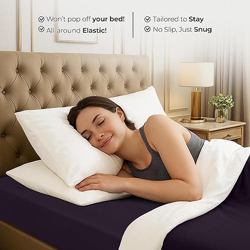 Miniatura 8 de Utopia Bedding Sábana bajera tamaño matrimonial, sábana inferior, bolsillo profundo, microfibra suave, resistente al encogimiento y a la